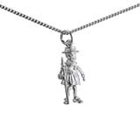 Silver 20x10mm moveable Beefeater Pendant with a 1.3mm wide curb Chain 24 inches