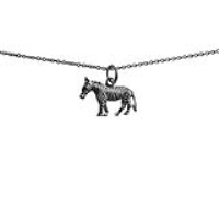 Silver 20x10mm Zebra Pendant with a 1mm wide rolo Chain 22 inches