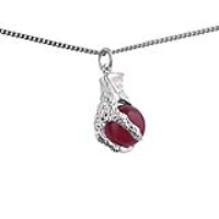 Silver 20x13mm Hand of God Eagles Claw Cornelion ball Pendant with a 1.3mm wide curb Chain 20 inches