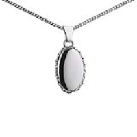 Silver 20x13mm oval plain Locket with a twisted wire edge with a 1.3mm wide curb Chain 22 inches