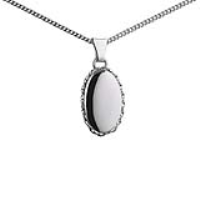 Silver 20x13mm oval plain Locket with a twisted wire edge with a 1.3mm wide curb Chain 24 inches