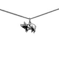 Silver 20x13mm standing Pig Pendant with a 1.3mm wide curb Chain 20 inches