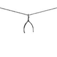 Silver 20x13mm Wishbone Pendant with a 1mm wide rolo Chain 24 inches
