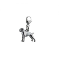 Silver 20x14mm Boxer dog Charm on a lobster trigger