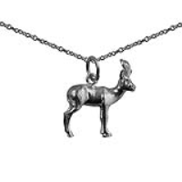 Silver 20x15mm Antelope Pendant with a 1mm wide rolo Chain 24 inches