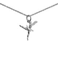 Silver 20x15mm Ballet Dancer Pendant with a 1mm wide rolo Chain 16 inches Only Suitable for Children