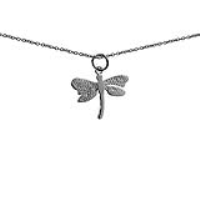 Silver 20x15mm Butterfly Dragonfly Pendant with a 1mm wide rolo Chain 22 inches