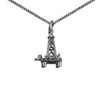 Silver 20x15mm Oil Rig Pendant with a 1.3mm wide curb Chain
