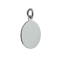 Silver 20x15mm oval plain Disc Pendant