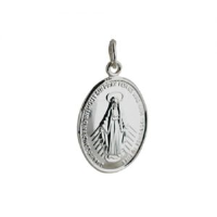 Silver 20x16mm oval Miraculous Medallion Medal Pendant