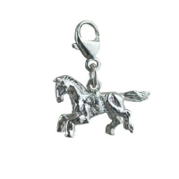 Silver 20x17mm Fair Ground Carousel Horse Charm on a lobster trigger