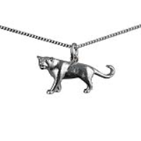 Silver 20x30mm solid Mountain Lion Pendant with a 1.3mm wide curb Chain 24 inches