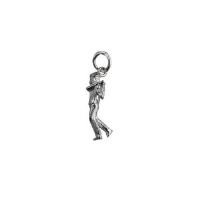 Silver 20x6mm Male Golfer Pendant or Charm