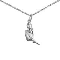 Silver 20x6mm Mermaid Pendant with a 1mm wide rolo Chain