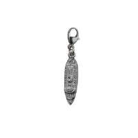 Silver 20x7mm Ocean Ship Liner Charm with a lobster catch