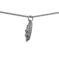 Silver 20x7mm Ocean Ship Liner Pendant with a 1.3mm wide curb Chain 22 inches