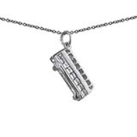 Silver 20x8mm Double Decker Bus Pendant with a 1mm wide rolo Chain 16 inches Only Suitable for Children