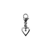 Silver 20x8mm heart symbol of charity Charm on a lobster trigger