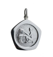 Silver 21mm five sided pentagon Aquarius Zodiac Pendant