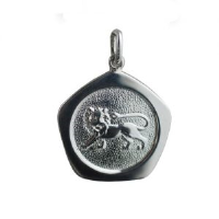 Silver 21mm five sided pentagon Leo Zodiac Pendant