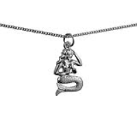 Silver 21x14mm Mermaid Pendant with a 1.3mm wide curb Chain 22 inches