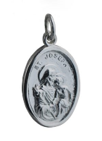 Silver 21x15mm oval St Joseph Pendant