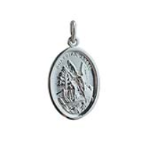 Silver 21x15mm oval St Michael Pendant