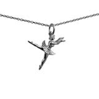 Silver 21x17mm Ballet Dancer Pendant with a 1mm wide rolo Chain 14 inches Only Suitable for Children