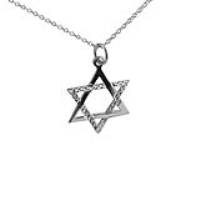 Silver 21x17mm diamond cut Star of David Pendant with a 1mm wide rolo Chain 20 inches