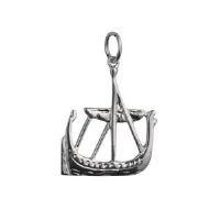 Silver 21x18mm solid Viking Ship Pendant or Charm