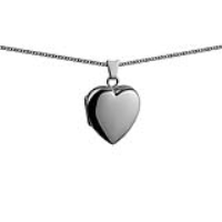 Silver 21x19mm heart shaped plain Locket with a 1.3mm wide curb Chain