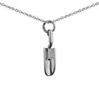 Silver 21x6mm solid Gardeners Trowel Pendant with a 1mm wide rolo Chain 24 inches