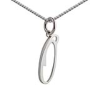 Silver 21x8mm plain palace script Initial O Pendant with a 1.3mm wide curb Chain 20 inches