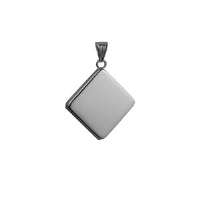 Silver 22mm diamond shaped plain flat Locket