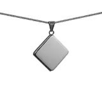 Silver 22mm diamond shaped plain flat Locket with a 1.3mm wide curb Chain 24 inches