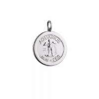 Silver 22mm round Aquarius Zodiac Disc Pendant