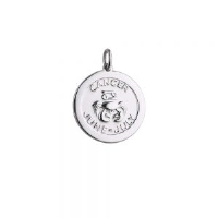 Silver 22mm round Cancer Zodiac Disc Pendant
