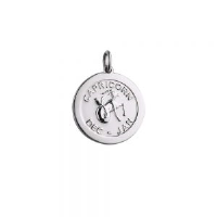Silver 22mm round Capricorn Zodiac Disc Pendant