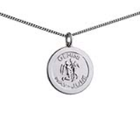 Silver 22mm round Gemini Zodiac Disc Pendant with a 1.3mm wide curb Chain