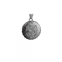 Silver 22mm round hand engraved twisted wire edge flat Locket