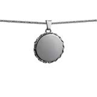 Silver 22mm round plain twisted wire edge flat Locket with a 1.3mm wide curb Chain 24 inches
