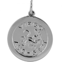 Silver 22mm round Virgo Zodiac Disc Pendant