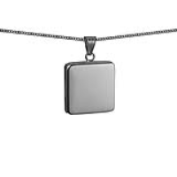 Silver 22mm square plain flat Locket with a 1.3mm wide curb Chain