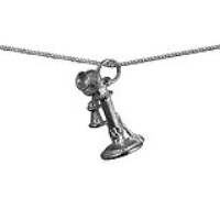 Silver 22x10mm 1930s Telephone Pendant with a 1mm wide curb Chain 24 inches