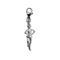 Silver 22x10mm Ballet Dancer Charm on a lobster trigger