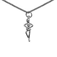 Silver 22x10mm Ballet Dancer Pendant with a 1.3mm wide curb Chain 18 inches