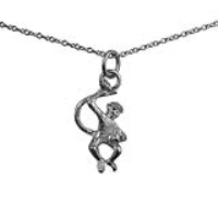 Silver 22x12mm Monkey with Banana Pendant with a 1mm wide rolo Chain 18 inches