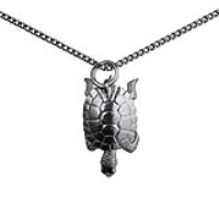 Silver 22x12mm moveable Tortoise Pendant with a 1.3mm wide curb Chain 20 inches