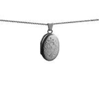 Silver 22x15mm oval hand engraved Locket with a 1mm wide rolo Chain 16 inches Only Suitable for Children
