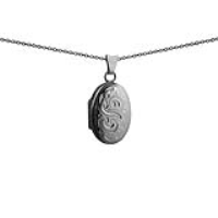 Silver 22x15mm oval hand engraved Locket with a 1mm wide rolo Chain 16 inches Only Suitable for Children